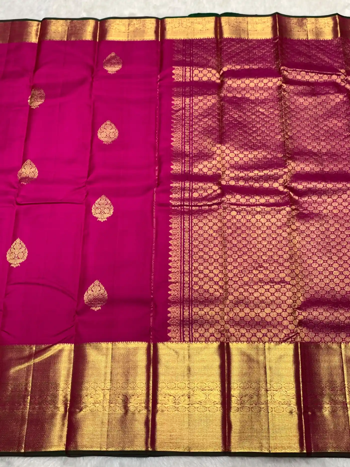 Rich Pink Kanchipuram Handloom Bridal Silk Saree